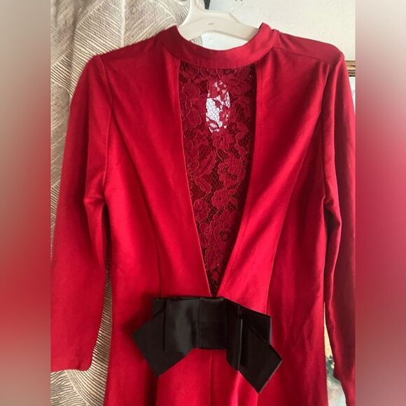 Philipp Plein Women Mini RED Dress  Size S  Bow Black - Picture 10 of 16